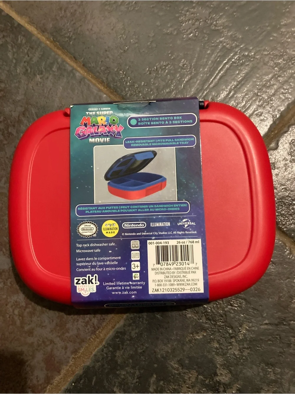 The Super Mario Galaxy Movie Black 3-Section Bento Box by Zak! Designs